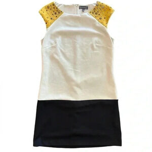 LUXOLOGY Cap Sleeve Color Block Sheath Dress Size 8 Event Work Dressy Casual